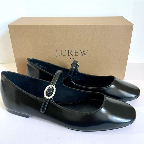 J. Crew Mary Jane Flats Shoes w Pearl Buckle Size 9 M NWT  (New In Box) - Picture 2 of 13